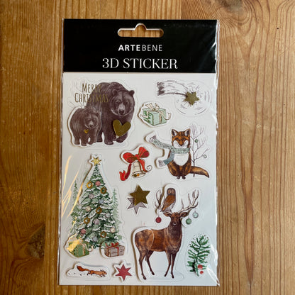 Artebene 3D Christmas Stickers (4 Packs) Gift wrap, Decoration, Festive Gifts