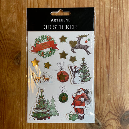 Artebene 3D Christmas Stickers (4 Packs) Gift wrap, Decoration, Festive Gifts